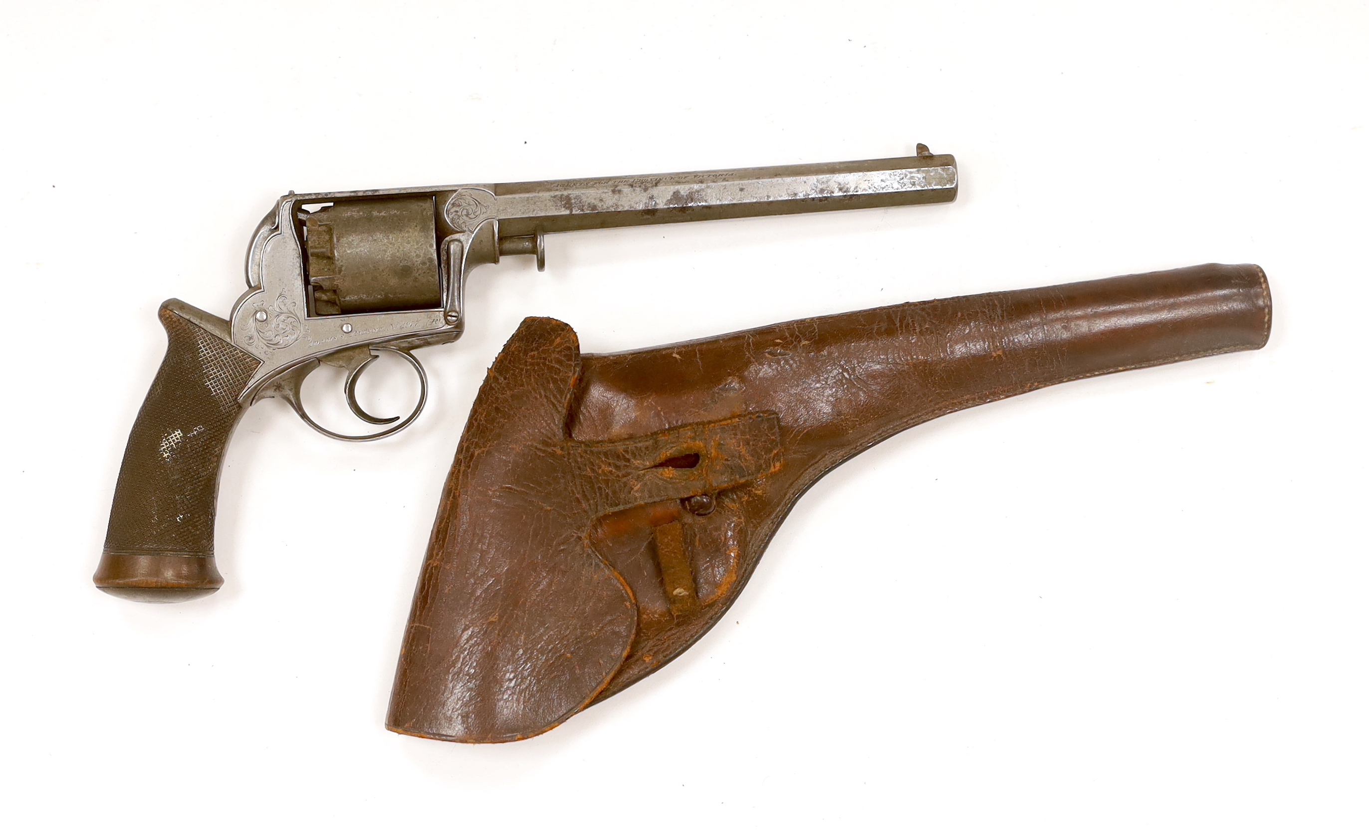 A five shot 38 bore model 1851 self-cocking percussion Dragoon revolver, engraved Deane Adams & Deane, 30 King William Street, London Bridge